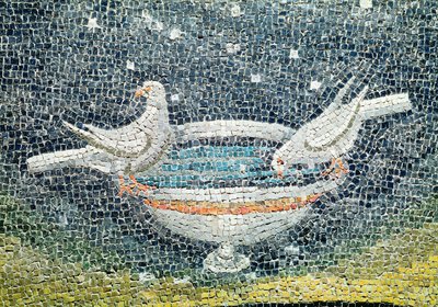 Doves drinking from a bowl, c.430 AD by Paleo Christian